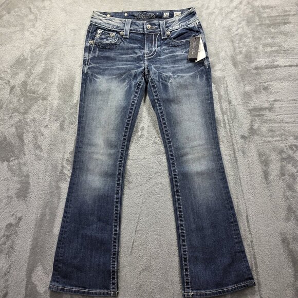 Miss Me Jeans Womens 26 Bootcut Stretch Embroidered Distressed Denim NWT - Picture 1 of 13
